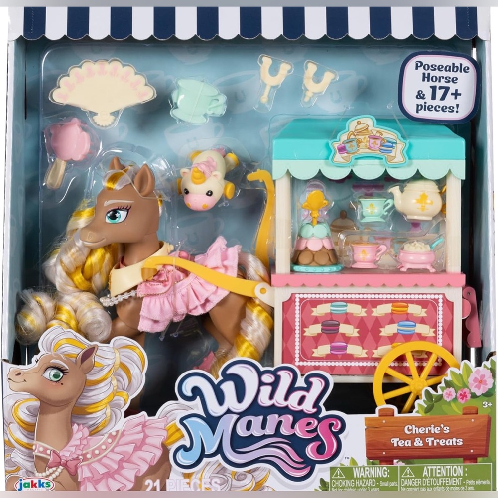 Wild Manes Pony playset & bakery cafe cart NEW poseable little ponies